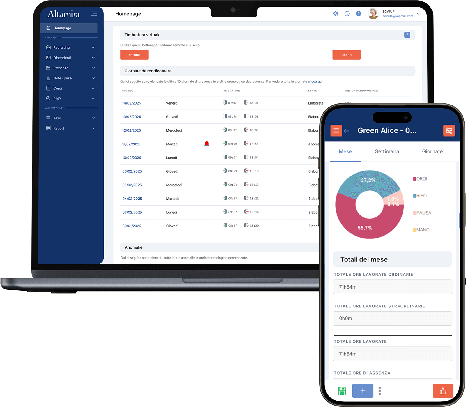 screenshot of Altamira Attendance